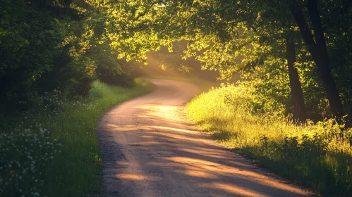 Sunlight Illuminated Forest Path