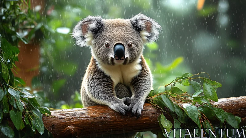 AI ART Koala Under the Rainfall