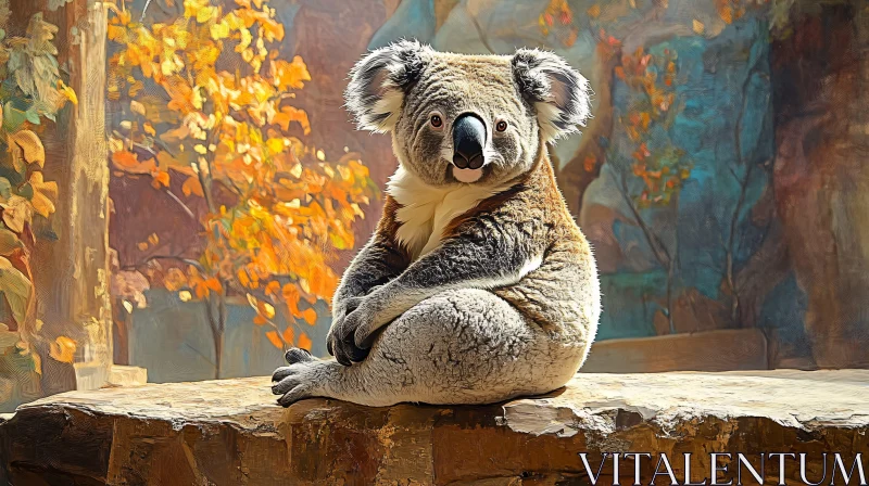 Koala in Fall Ambience AI Image