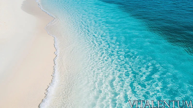 AI ART Pristine Beach with Clear Blue Ocean Waves