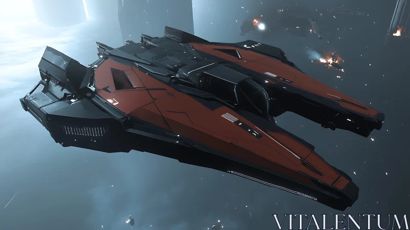 Futuristic Spacecraft in High-Tech Galactic Combat AI Image