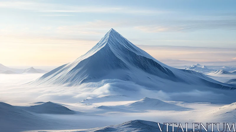 Serene Winter Mountain Landscape AI Image