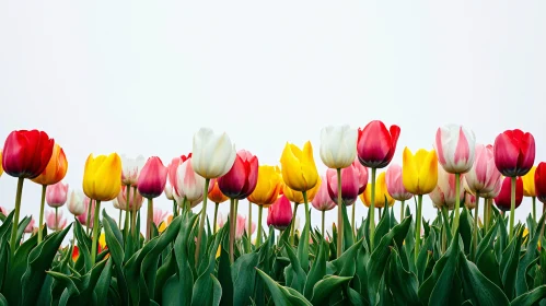 Vividly Colored Tulip Field