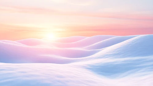 Tranquil Winter Landscape with Snow and Sunset