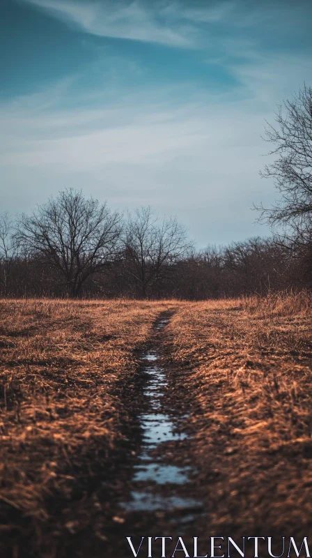 AI ART Tranquil Landscape of Winter Field and Path