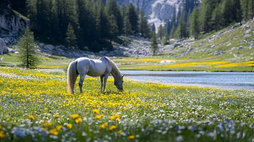 Serene Landscape with Grazing Horse