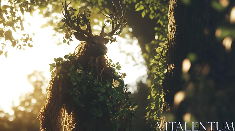 AI ART Enchanted Deer in Sunlit Forest