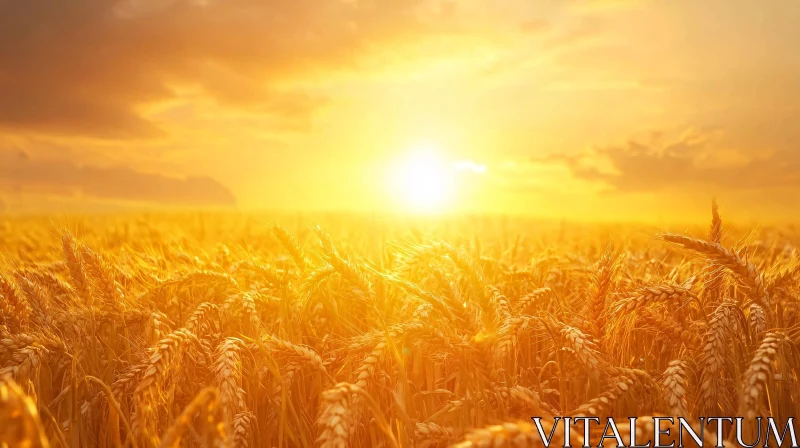 Wheat Field During Sunset AI Image