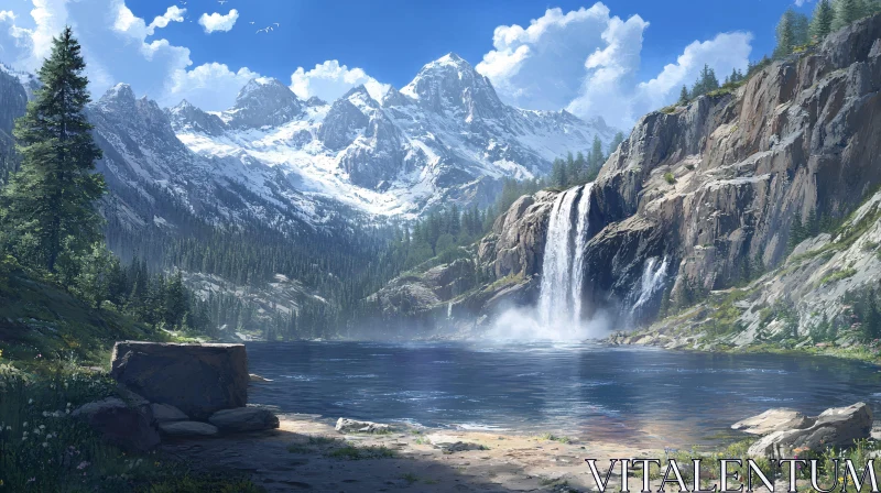 AI ART Majestic Mountains and Serene Waterscape