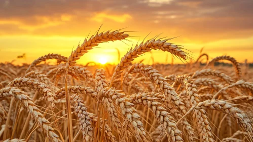 Sunset Over Wheat Field