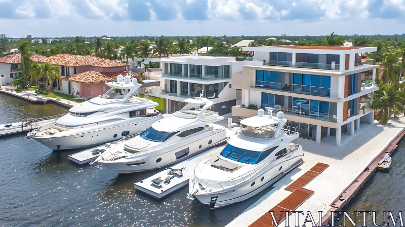 Opulent Lifestyle: Modern Waterfront Homes and Yachts AI Image