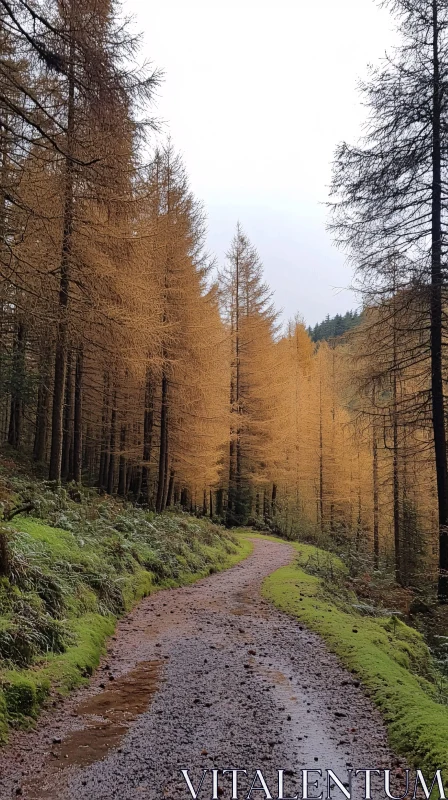 AI ART Tranquil Forest Pathway in Autumn