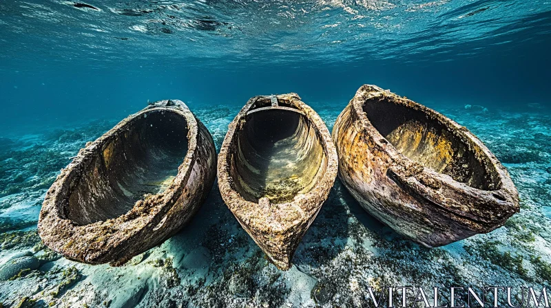 Submerged Boats: An Underwater Scene AI Image