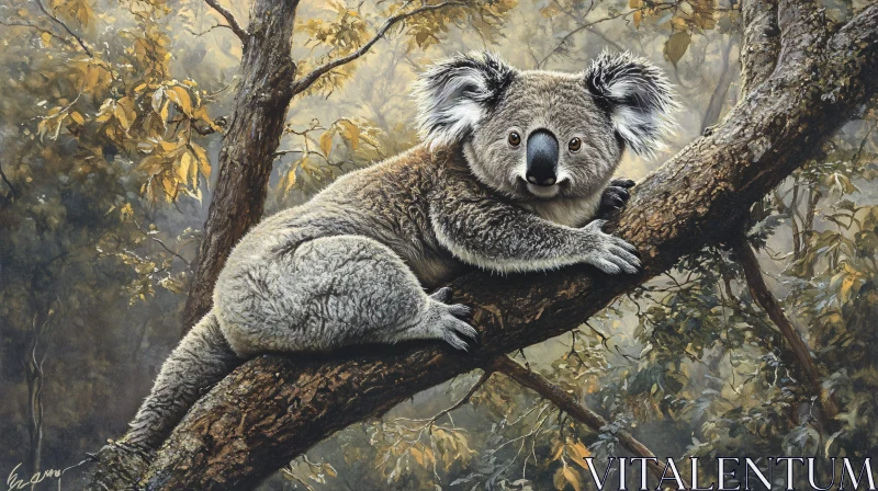 AI ART Koala Resting in Forest