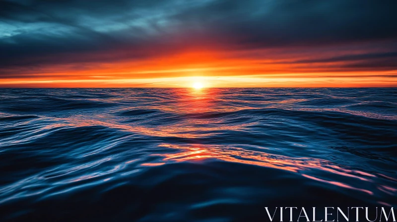 AI ART Vivid Sunset Over Serene Ocean Waters