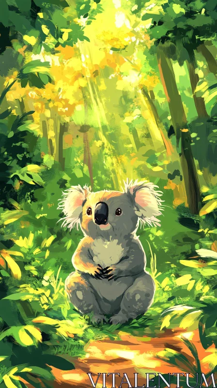 Koala Basking in Nature's Glow AI Image