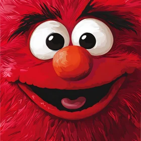 Red Cartoon Character with Friendly Smile and Big Eyes