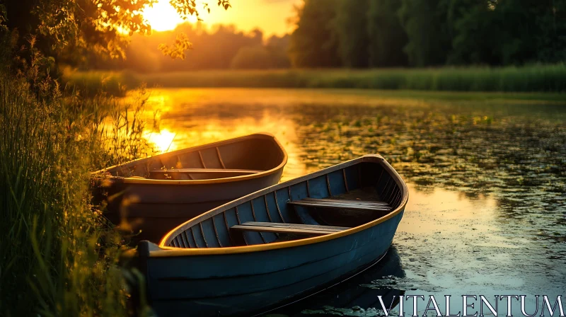 Calm Evening by the Lake AI Image