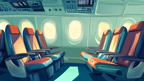 Airplane Cabin View Illustration