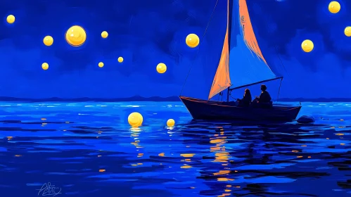 Romantic Night Sail with Lanterns