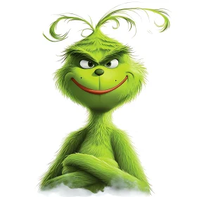 Green Cartoon Character with Spiky Hair