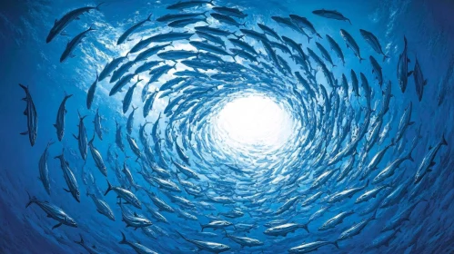 Spiral Formation of Fish in Ocean