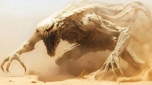 Desert Beast Amidst Sandstorm