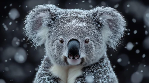 Koala in Snowy Landscape