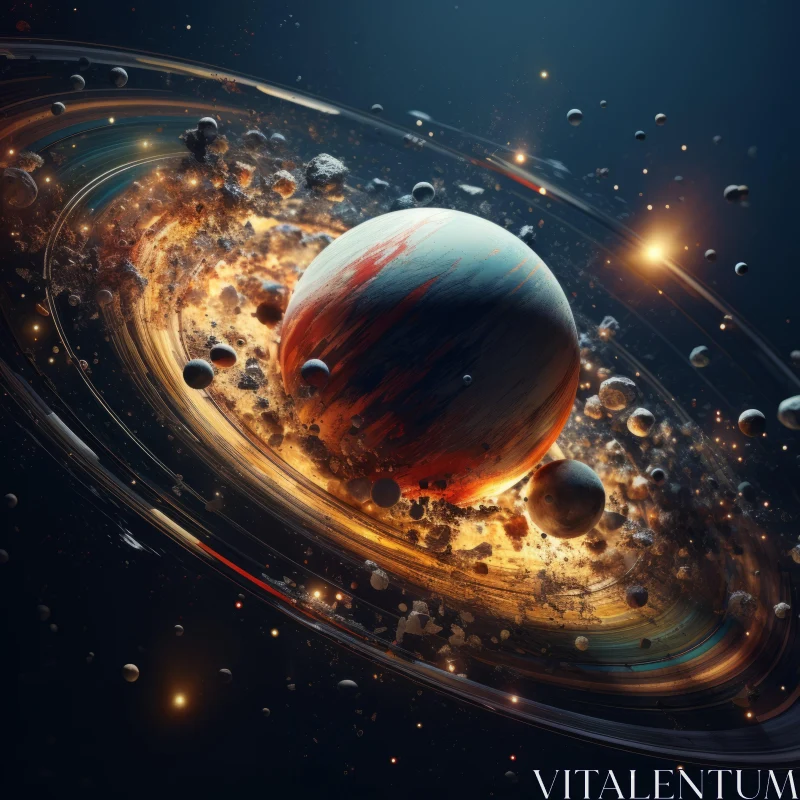 AI ART 3D Abstract Planet Print in Futuristic Chaos Style