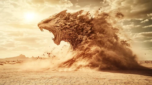 Desert Beast Emerging from Sandstorm