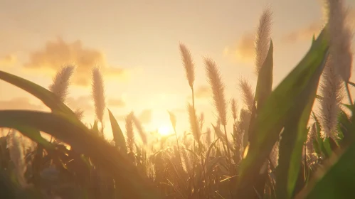 Field of Grasses at Sunset