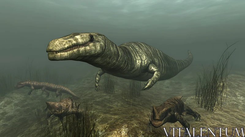 Ancient Sea Life with Marine Reptiles AI Image