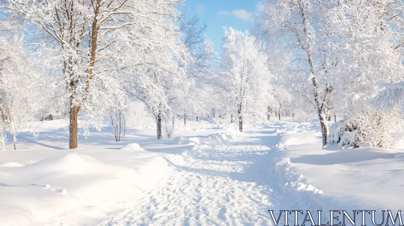 AI ART Snowy Pathway Through Winter Wonderland