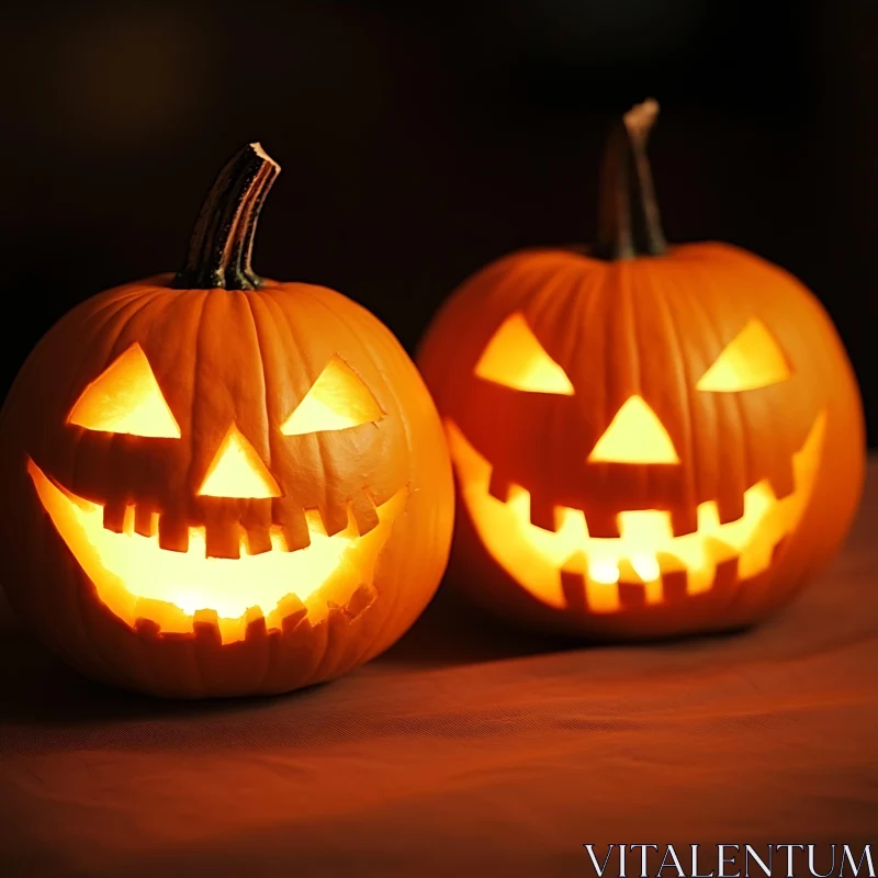 AI ART Glowing Halloween Pumpkins