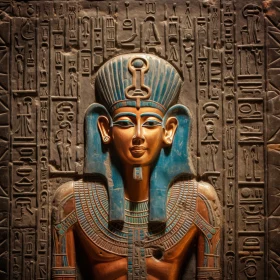 Egyptian King Statue in Dark Indigo and Azure