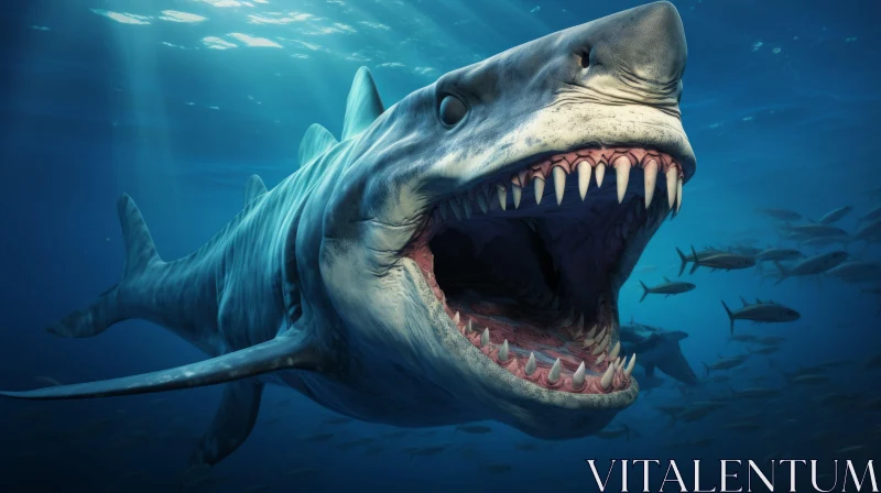 Majestic Shark in the Sea: A Naturalistic Rendering AI Image