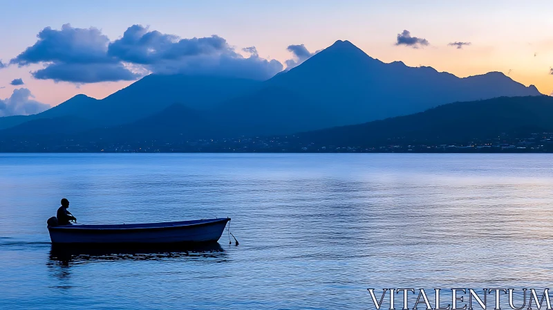 Serene Evening on the Sea with Majestic Mountains AI Image