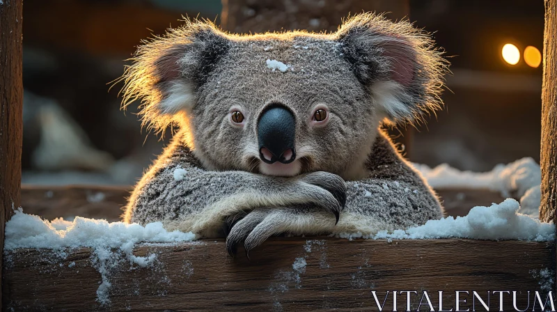 Serene Koala Amidst Winter Snow AI Image