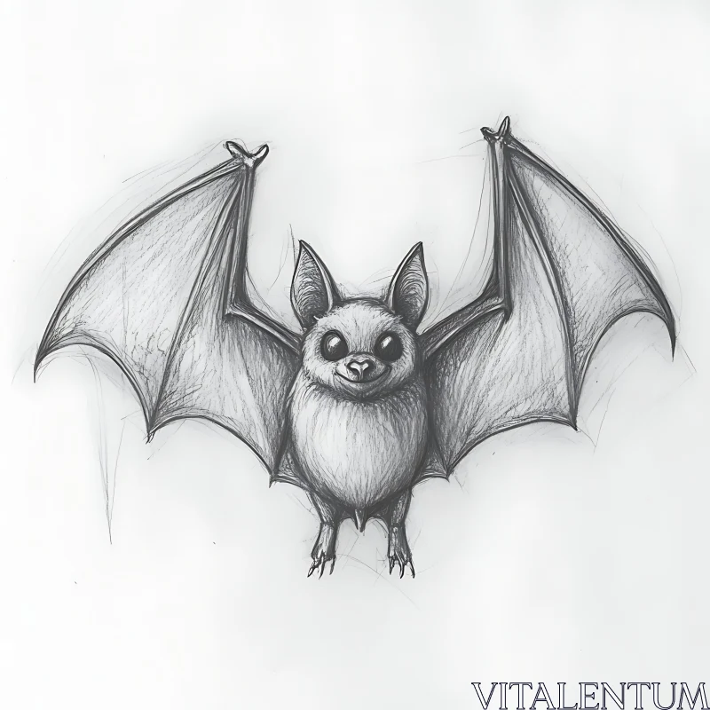 AI ART Detailed Bat Pencil Drawing