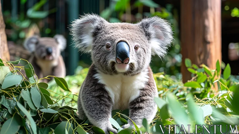 Adorable Koala and Lush Leaves AI Image