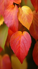 Detailed Autumn Leaves with Red and Yellow Hues