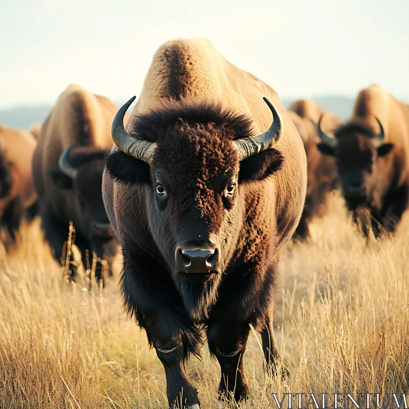 Powerful Bull Bison in Natural Habitat AI Image