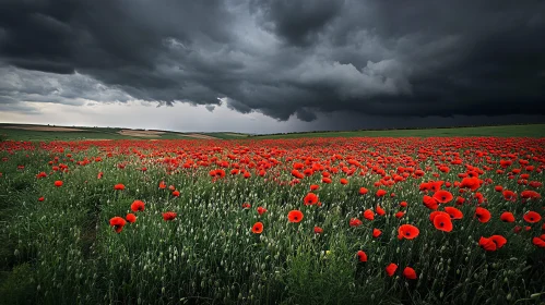 Poppy Field Before Storm