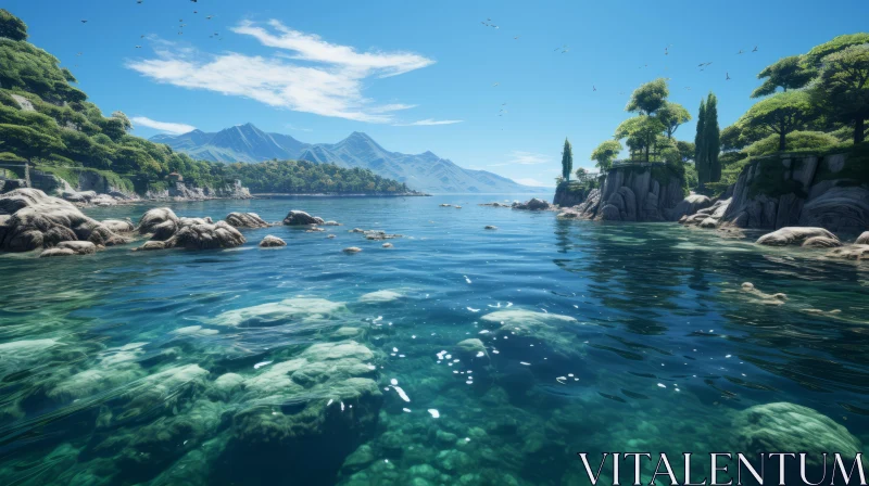 Mediterranean Landscapes in 3D: A Tranquil Marine Masterpiece AI Image