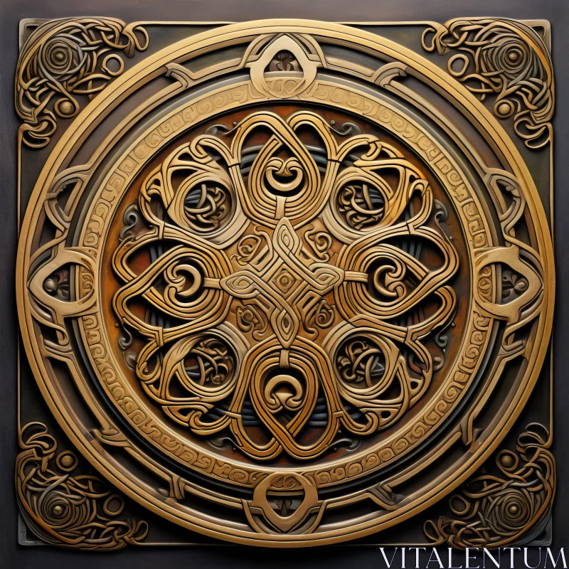 Ornate Celtic Art: 3D Metallic Ornament in Gothic Style AI Image