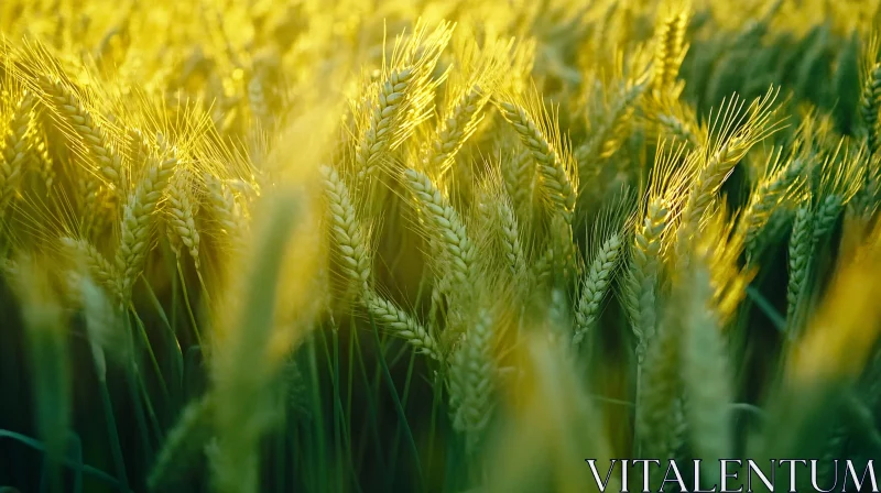 Sun-Kissed Wheat Stalks in a Field AI Image