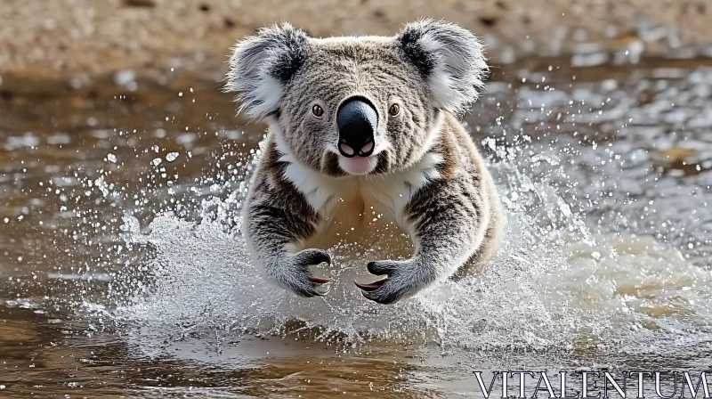 Koala Jumping in Water AI Image