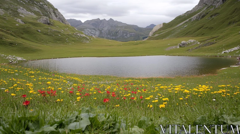 AI ART Tranquil Lake in Mountainous Landscape