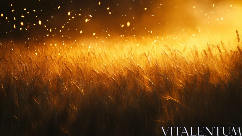 Glowing Wheat Field in Evening Light AI Image