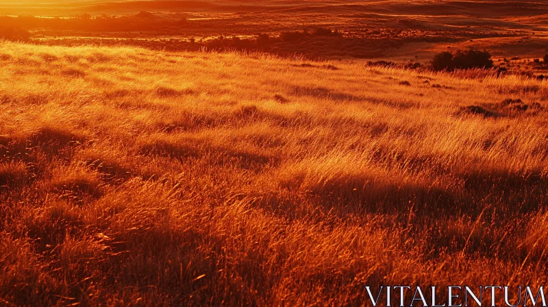 Sunlit Field at Sundown AI Image